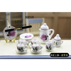 隨草憶境 迷你陶瓷茶具茶杯茶壺 可開蓋 陶瓷上釉 微縮模型 食玩模型 （套件組SC0120）, 1個, 一組入（全套,★促銷★）