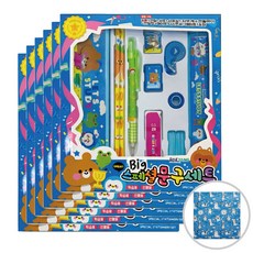 [다모이샵] 어린이집 생일 답례품 문구세트 구디백 포장완료 단체선물, 6개, 블루