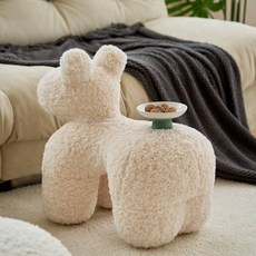 【沁心家居】網紅小馬椅 創意客廳卡通動物換鞋凳 羊羔絨兒童單人座椅 沙發椅, 1個, 白色羊羔绒