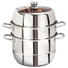 CookBuddy 스텐 찜기 3단 업소용 가정용 인덕션 만두 찜기 냄비, 1개, 30cm