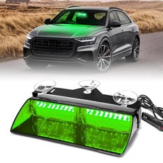 DIBMS LED Emergency Dash Strobe Light for Interior Windshield with Suction Cups 16 LEDs 18 Mode H, 초록색