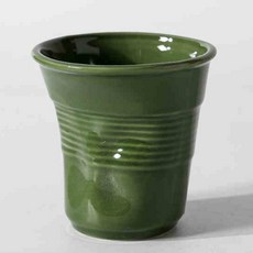 【N.SPACE】丹麥皺褶杯 漱口杯 牙刷杯 民宿飯店適用 不規則陶瓷紙杯風 手工陶瓷洗漱刷牙杯, 艾草綠, 1個