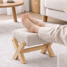 스텔라룸 원목 패브릭 발받침대 풋레스트, 베이지