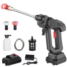 초고압물총 고압수건 수자기폼랜스 전기 무선 고압 세척기 물총 세차 휴대용 충전식 24V 5600mAh 배터리 청소 기계, 배터리 전원, [01] Black EU PLUG, 1) Black EU PLUG  배터리 전원, 1개
