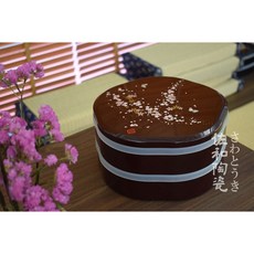 佐和陶瓷餐具批發 蝶戀櫻二段重箱 日本製漆器 便當盒 糖果盒, 1個