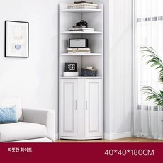 코너수납장 장식장 모서리, 웜화이트 4단 40x40x180cm