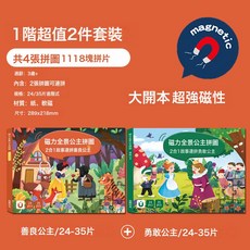 DFMEI 兒童磁力拼圖3到6歲以上女孩小孩進階平圖磁性貼公主益智玩具禮物, 如圖, 1階超值2件套裝
