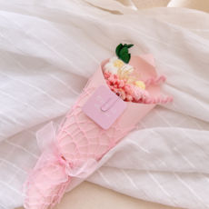 무둥 드라이플라워 프리저브드 꽃다발 선물, 핑크 M