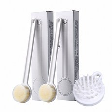 아뜨리 샤워 등드름 솔 바디 브러쉬, 1세트, 2개입, 화이트