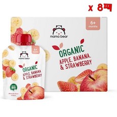 Amazon 아마존 마마 베어 파우치 애플 바나나 스트로베리 퓨레 90g 6개입 8팩, 8개