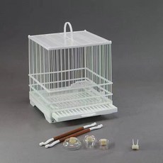 塑鋼抽屜式鳥籠 繡眼黃雀適用方籠, 1個, 中配（  玻璃三件套）,黃色