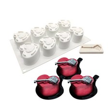 실리콘 샌드 무스 틀 베이킹 몰드 오목컵, 1개, 8구 하트 잠금 219g