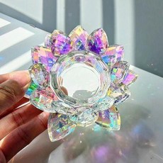 七彩水晶蓮花擺件 居家裝飾燭臺, 七彩水晶蓮花擺件創意家居裝飾亮眼珠寶櫃檯