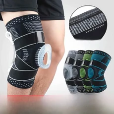 농구 등산 러닝 스쿼트 슬개골 건염 보호 장비용 따뜻한 압박 무릎, 02 검정/파랑 [지지 압박] L, 01 프리 사이즈