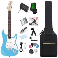 케이투엠 입문용 일렉 기타 + 미니 헤드폰 앰프 풀세트, 1개, 블루, 6EGT002
