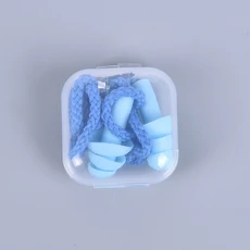 부드러운 안티-소음 귀 플러그 방수 수영 실리콘 귀마개 성인 밧줄로 다이빙, 04 Light blue - 5