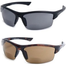 포스터 바이포칼 선 리더 스포츠 앤 랩 어라운드 리딩 선글라스 유니섹스 하프 프레임, Black and Tortoise With Amber, 2.0 x, 1개