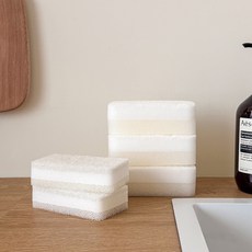 KOUJI 叩吉好物 三層純白菜瓜布（5個裝）經濟實惠、高效清潔、不傷器具, 基礎款（5入）, 1套, 1套