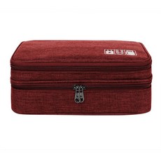 數碼收納包 數據線充電寶耳機硬盤旅行便攜整理包, 1個, 仙女喜愛紅色,精製單拉雙層款