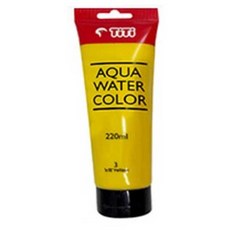 티티 아쿠아물감 220ml 대용량 수채화물감 14색 어린이집 유치원 초등학교 신학기 미술용품, 노랑