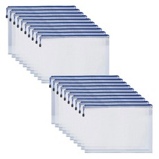 BuyChoo 지퍼 클리어 메쉬 파일 백, 화이트, 20개