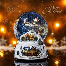 聖誕節音樂盒擺飾 雪景村莊火車與聖誕老人設計, QO25008