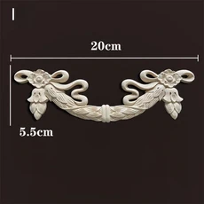 나무 아플리케 몰딩 새겨진 데칼 코너 Onlay 룸 장식 항목 홈 가구 캐비닛 Oriental Flower Crafting, 15 I 20cmX5.5cm