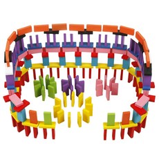 DOMINO多米諾彩虹骨牌木製玩具120片12色(益智玩具 實木骨牌 長方積木 機關骨牌 益智積木), 1套