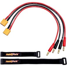 HobbyPark 남성 XT60에서 4mm 바나나 불릿 커넥터 플러그 RC 배터리 충전 케이블 와이어 어댑터 연장 리드 2PCS