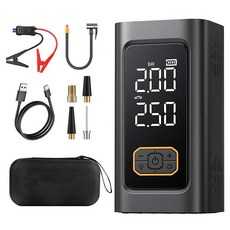 HELLOLEIBOO 자동차 비상 시동기 겸용 타이어 공기 주입기 10000mAh, 블랙, 1개