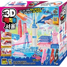 미미월드 3D 서울 매직펜 4종 + 매직라이트 + 입체모형 + 투명시트 + 도안 세트, 핑크, 블루, 레드, 화이트, 1세트