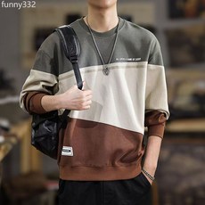 2025秋冬重磅美式撞色拼接寬鬆男士衛衣潮流新款長袖上衣