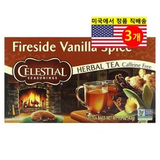 Celestial Seasonings 오가닉 파이어사이드 바닐라 허브 티 무카페인 20개입 43g 1개, 3개