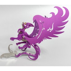 五喵將 魔客鋼魔獸 正版授權 3D金屬拼圖 拼裝模型 創意DIY 年節聖誕禮物, 1個, 喵公主-紫色