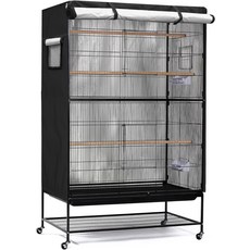 버드케이지 커버 유니버설 버드 케이지 굿나잇 블랙아웃 패럿 통기성 블랙 37 W x 25 D 48 H 커버만 가능, L（37x25x48in）, Black