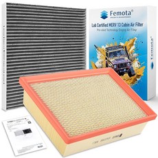 Femota 캐빈 및 엔진 에어 필터 키트 CF11183 CA10755 실험실 인증 MERV 13 사전 오일 2개 지프 그랜드 체로키 3.6L/5.7L/6.4L(2011-21), Femota 캐빈 및 엔진 에어 필터 키트 CF1118