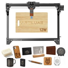 ARTILUME 12W 레이저 각인기 소형 산업용 조각기 마킹기 나무 가죽 한글 설명서 A4, 1개