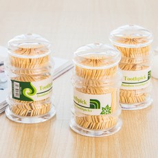 寶塔圓筒竹製牙籤 便攜式 一次性, 1個, 1個裝
