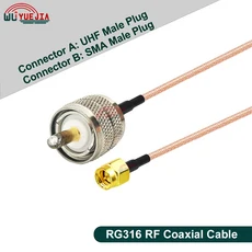 SMA-UHF RG316 케이블 SO239 PL259 SL16 UHF 암-SMA 수/암 커넥터 RF 동축 안테나 익스텐션 점퍼 피그테일, 10 1.5 Meters, 04 UHF M to SMA M