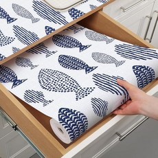 Terravue 주방 캐비닛용 꽃무늬 선반 라이너 비접착식 서랍 라이너 미끄럼 방지 찬장 라이너 꽃 캐비닛 라이너 강력한 그립 주방 선반 드레서 방수 간편한 세척, Blue