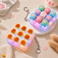 Flybird LED 식빵 고양이 발바닥 키캡 키링 9버튼 딸깍이 피젯토이 말랑 젤리 촉감 키보드 클릭커