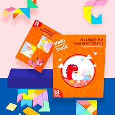 원목 칠교 놀이 탱그램 자석 칠교 교구 교재 퍼즐 모양만들기 종류다양, 1개