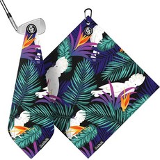 ClubSmith 골프 백 및 클럽용 마그네틱 골프 타월 45.7 x 45.7cm(18 x 18인치) 프리미엄 와플 극세사 골프 액세서리 남성/여성용 선물 및 장비 (화이트, Tropical Bird