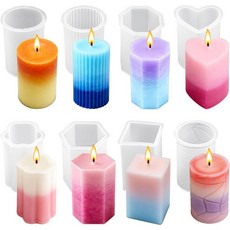 8PCS 재사용 가능한 실리콘 양초 금형 세트 - DIY 양초 만들기 비누 수지 공예 쉬운 릴리스 양초 만들기 키트와 호환용, 1개, 흔한