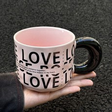 陶瓷馬克杯 條紋設計, 單盃,LOVE斜款