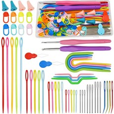 델리아보 49개 실 바늘 세트 실용 모듬 크로셰 및 다닝 태피스트리 바늘 뜨개질 바느질 직조용 키트, Colorful 98Pcs