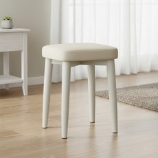 포닉스 인테리어 스툴 푹신한 화장대 의자, 화이트, 1개