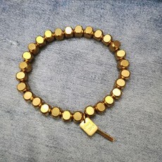 黃銅方珠手鍊 男款