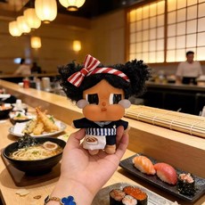 팝마트 크라이베이비 우아한 블랙 베리 컬렉션 인형옷 휴가 일기 시리즈 인형 제외, 스시 셰프 세트(헤어피스+옷+ 앞치마)-인형 제외, 1세대와 2세대는 보편적입니다