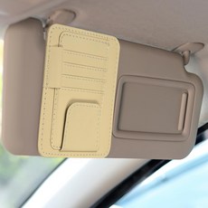 하핑턴 자동차 선바이저 정리함 602 x 476 가죽 멀티 포켓 바이저 카드 슬리브 트럭 SUV 내부 수납 파우치 운전면허증 신용카드 청구서 선글라스 베색, Beige